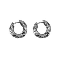 Retro Silver Irregular Metal Circle Luxury Hoop Korean Earrings for Women