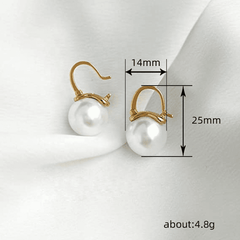 Luxury Simple Small Gold White Pearl Hoop Korean Earrings for Women