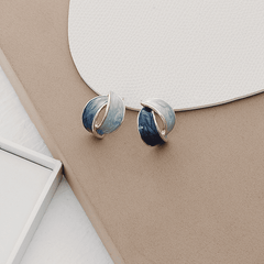 Retro Style Enamel Green Blue Enamel Cross Geometric Stud Korean Earrings for Girls