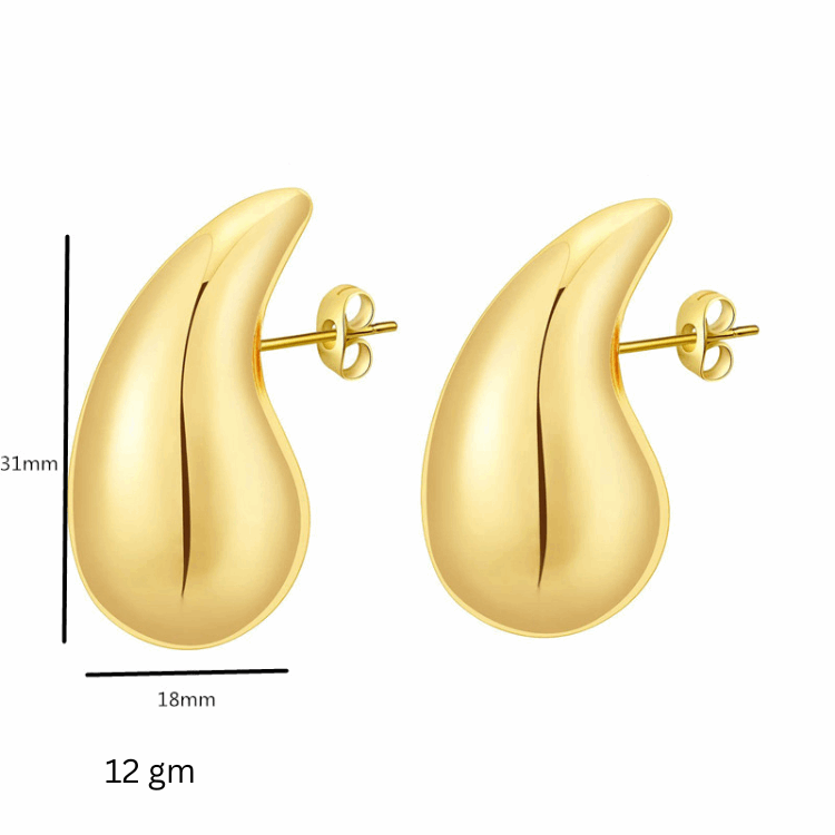 Funky Big Tear Drop Gold Plated Water Drop Design Korean Drop Earrings for Women