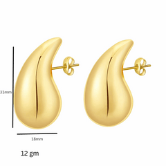Funky Big Tear Drop Gold Plated Water Drop Design Korean Drop Earrings for Women