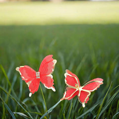Metal Chiffon Fabric Red butterfly Earrings with Mesh Design Trendy Korean Earrings for Girls