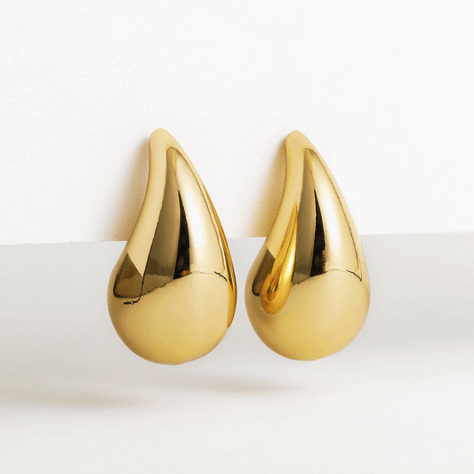 Funky Big Tear Drop Gold Plated Water Drop Design Korean Drop Earrings for Women