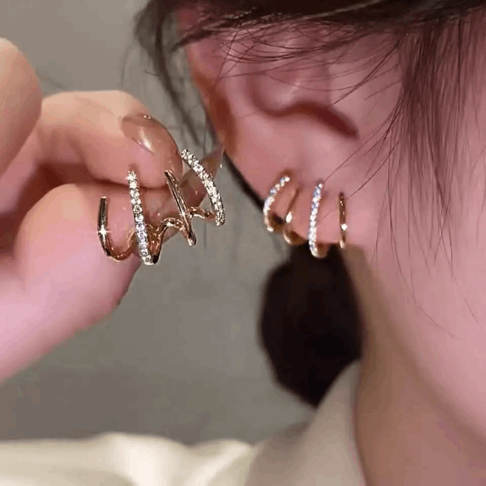 Korea Style 4-Layer Claw with Zircon Ear Cuff with S925 Silver Needle Ear Clip Earrings