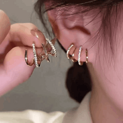 Korea Style 4-Layer Claw with Zircon Ear Cuff with S925 Silver Needle Ear Clip Earrings
