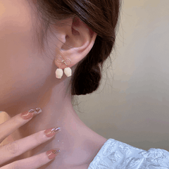 Retro Luxury White Tulip Flower Bowknot Fashion Latest Korean Earring