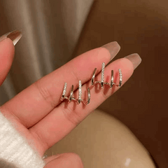 Korea Style 4-Layer Claw with Zircon Ear Cuff with S925 Silver Needle Ear Clip Earrings
