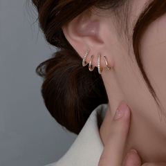 Korea Style 4-Layer Claw with Zircon Ear Cuff with S925 Silver Needle Ear Clip Earrings