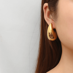 Funky Big Tear Drop Gold Plated Water Drop Design Korean Drop Earrings for Women