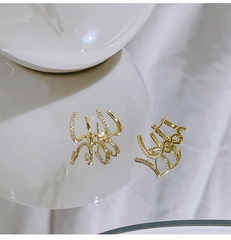 Korea Style 4-Layer Claw with Zircon Ear Cuff with S925 Silver Needle Ear Clip Earrings