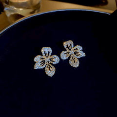 Exaggerated Rhinestone Sparking Flower Earrings Elegant for Women Korea New Design Fashion earring