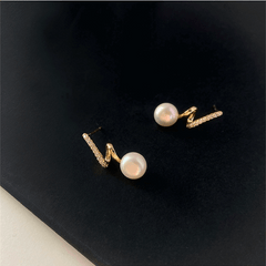 Twisted Diamond Stud Pearl Earrings Snake Shaped Luxury Fashion Stud Korean Earrings