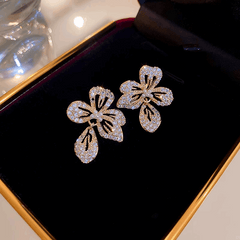 Exaggerated Rhinestone Sparking Flower Earrings Elegant for Women Korea New Design Fashion earring