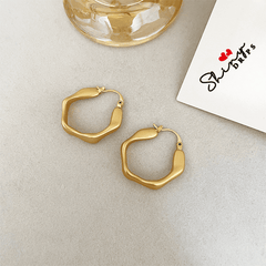 Minimalist Classic Loop Style Irregular Golden Matte Korean Hoop Earrings for Women