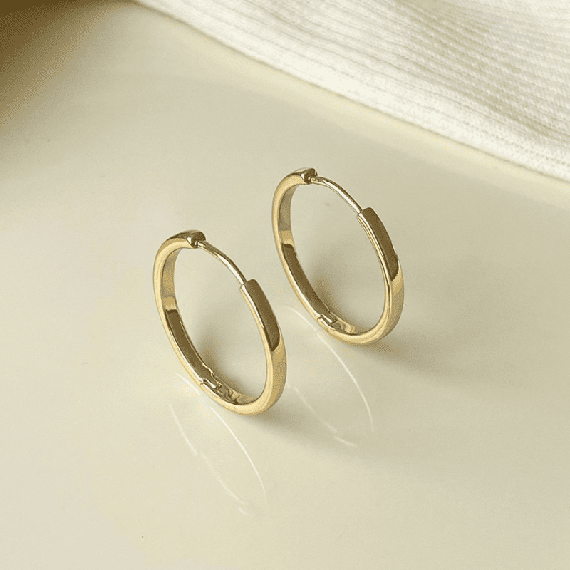 Classic Simple Matte Golden Round Circle Shaped Korean Style Hoop Earrings for Women