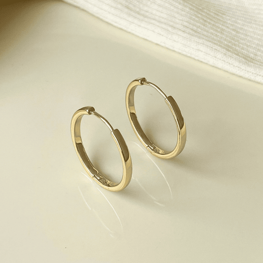 Classic Simple Matte Golden Round Circle Shaped Korean Style Hoop Earrings for Women
