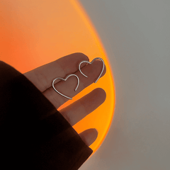 Simple Silver Metallic Love Heart Stud Korean Fashion Earrings for Girls