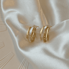 Luxury Fashion Gold Earrings Spiral 3 layers Type White color Korean Earrings for Girls