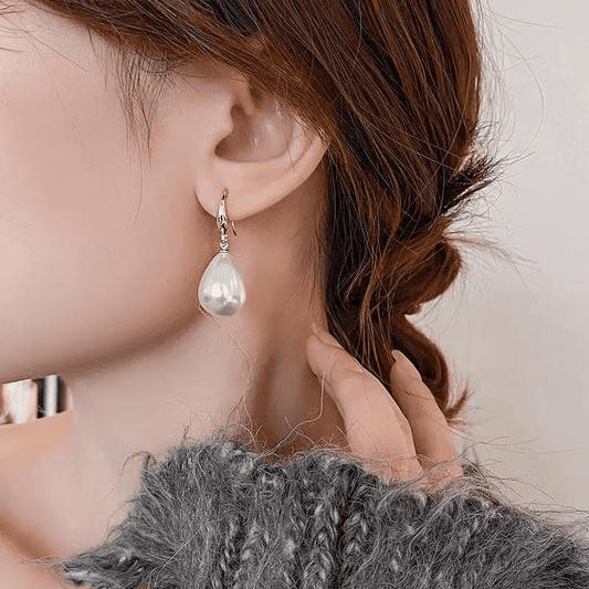 Retro Water Drop Pearl Design with Gold Plated Hook Teardrop Dangle Korean Drop Earrings