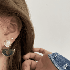Vintage Metallic Green Resin Pendant Style Geometric Korean Drop Earrings for Women
