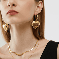 Trendy Big Golden Heart Hoop Lightweight Love Korean Drop Earring for Girls for Party