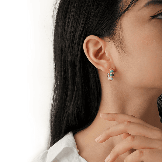 Vintage Multicolour Drip Oil Enamel C Shape Twisted Bamboo Joint Pattern Korean Style Premium Korean Hoop Earrings for Girls
