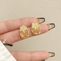 Elegant Orange Color Crystal Irregular Oval Shaped Stud Korean Earrings
