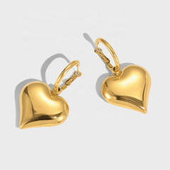 Trendy Big Golden Heart Hoop Lightweight Love Korean Drop Earring for Girls for Party