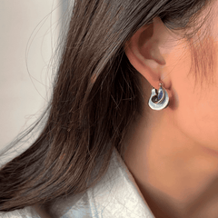 French Retro Blue Enamel Oil Spiral Sense Twisted Hoop Korean Earrings for Female