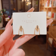 Geometric Oil Dripping Square White color with Gold Plated Stud Korean Earring for Girls