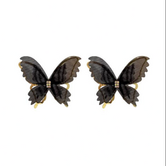 Metal Chiffon Fabric Black butterfly Earrings with Mesh Design Trendy Korean Earrings for Girls