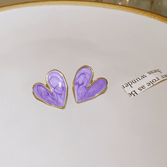 French Purple Color Heart Shaped Light Luxury Love Stud Korean Earrings (Copy)