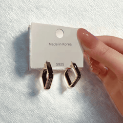Retro Geometric Black Square Luxury Hoop Korean Earrings for Women