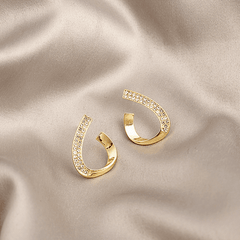 Trendy Geometric Twisted Gold Plated Rhinestone Stud Korean Earrings for Women