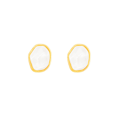 Latest Trendy Irregular Geometric White Color Water Ripple Studs Fashion Korean Earrings for Girls