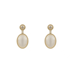 Korean Style Transparent Oval Shaped Opal Drop Korean Earring for Women