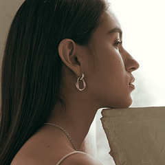 Korean Style Simple Dual Layer Geometric Gold Silver Contrast Patchwork Drop Earrings for Women