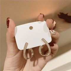 Trendy Geometric Twisted Gold Plated Rhinestone Stud Korean Earrings for Women