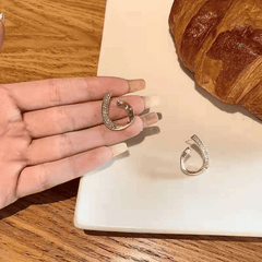 Trendy Geometric Twisted Gold Plated Rhinestone Stud Korean Earrings for Women