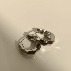 Retro Silver Irregular Metal Circle Luxury Hoop Korean Earrings for Women