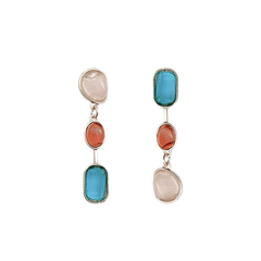 Vintage Candy Shape Asymmetrical Colorful Geometric Crystal Long Drop Korean Earrings