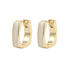 Trendy White Glaze Enamel Square Small Hoop Korean Earring For Women