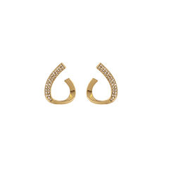 Trendy Geometric Twisted Gold Plated Rhinestone Stud Korean Earrings for Women